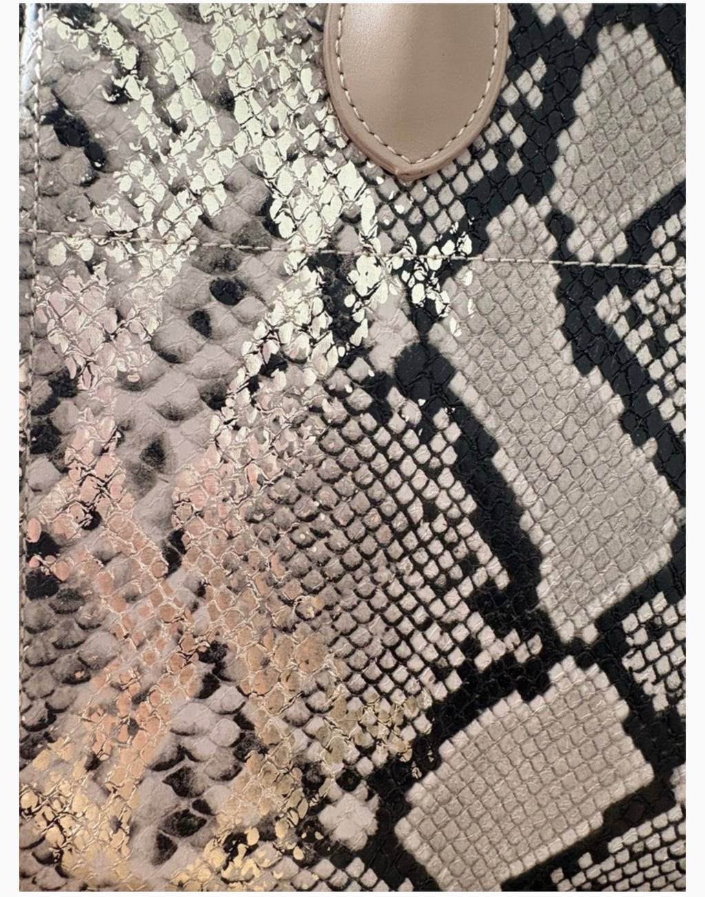 Snake Print Shoulder Bag with gold foiling