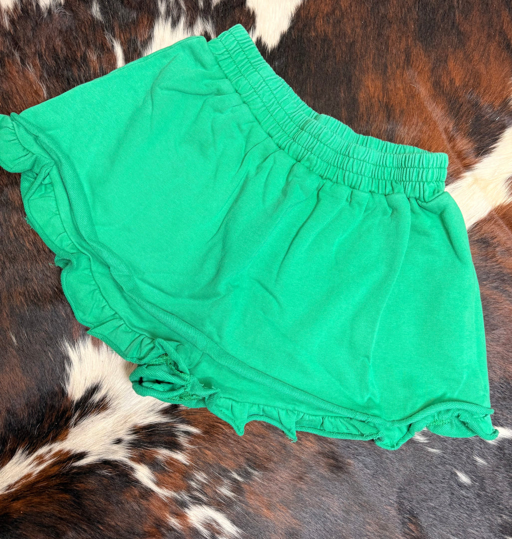 Green Cotton Ruffle Skort