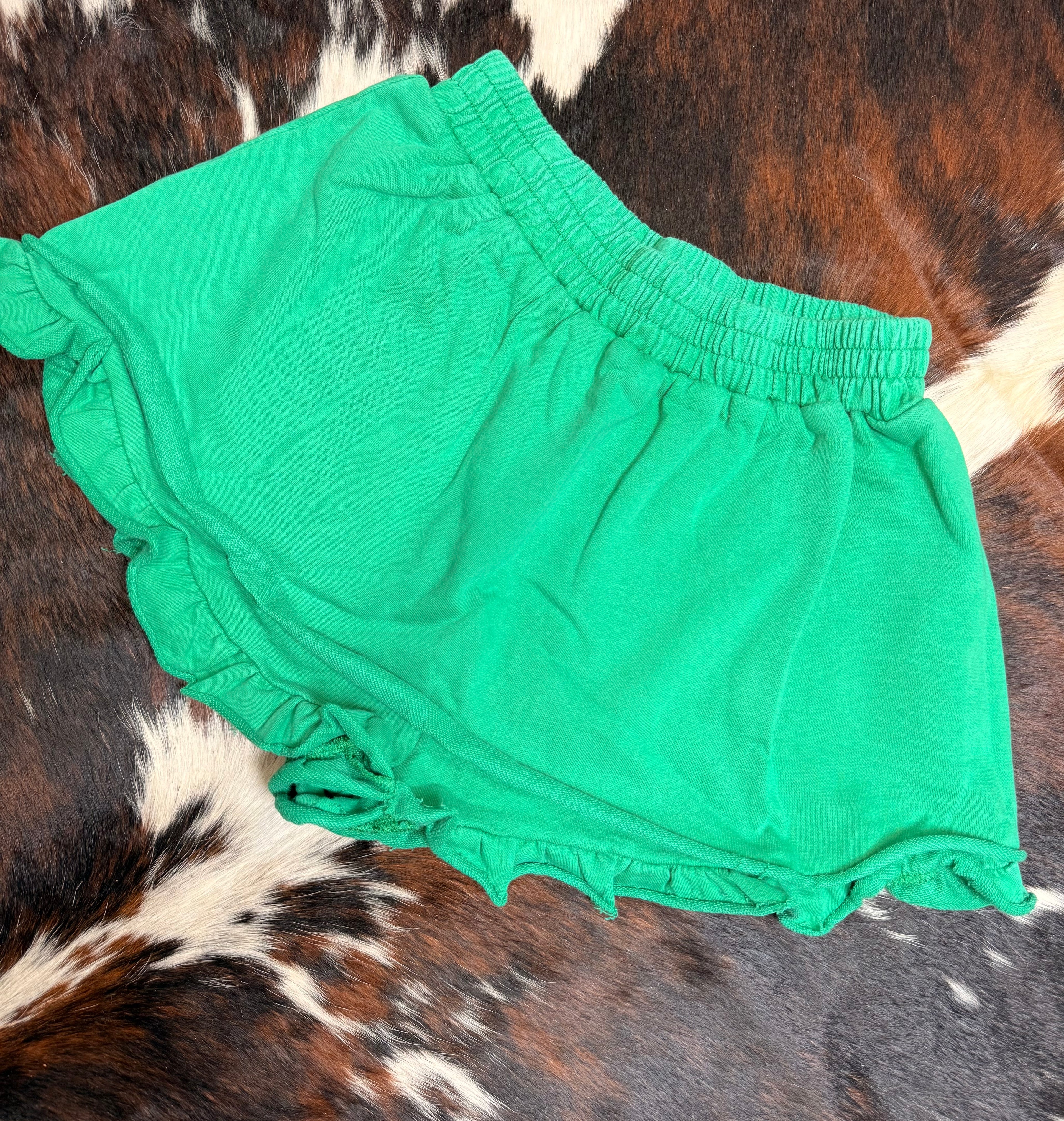 Green Cotton Ruffle Skort