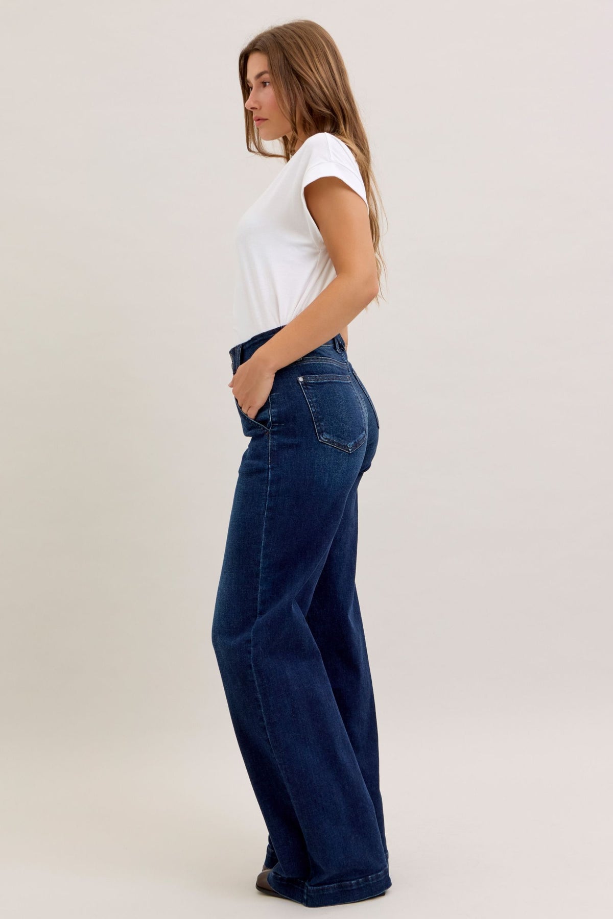 Judy Blue HW Wide Leg Long Inseam 35”