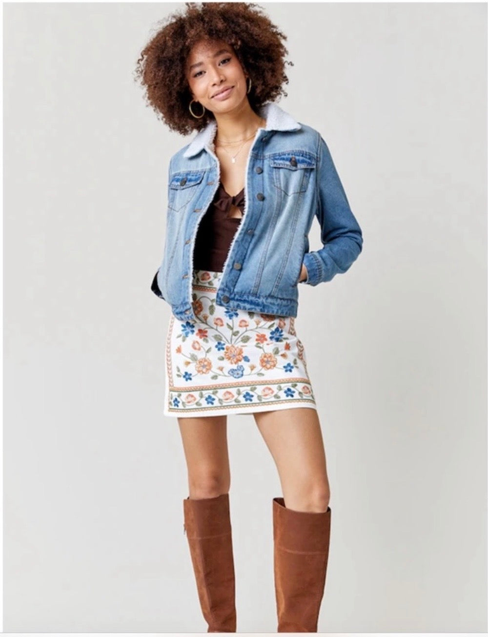 tgla Sherpa lined denim jacket