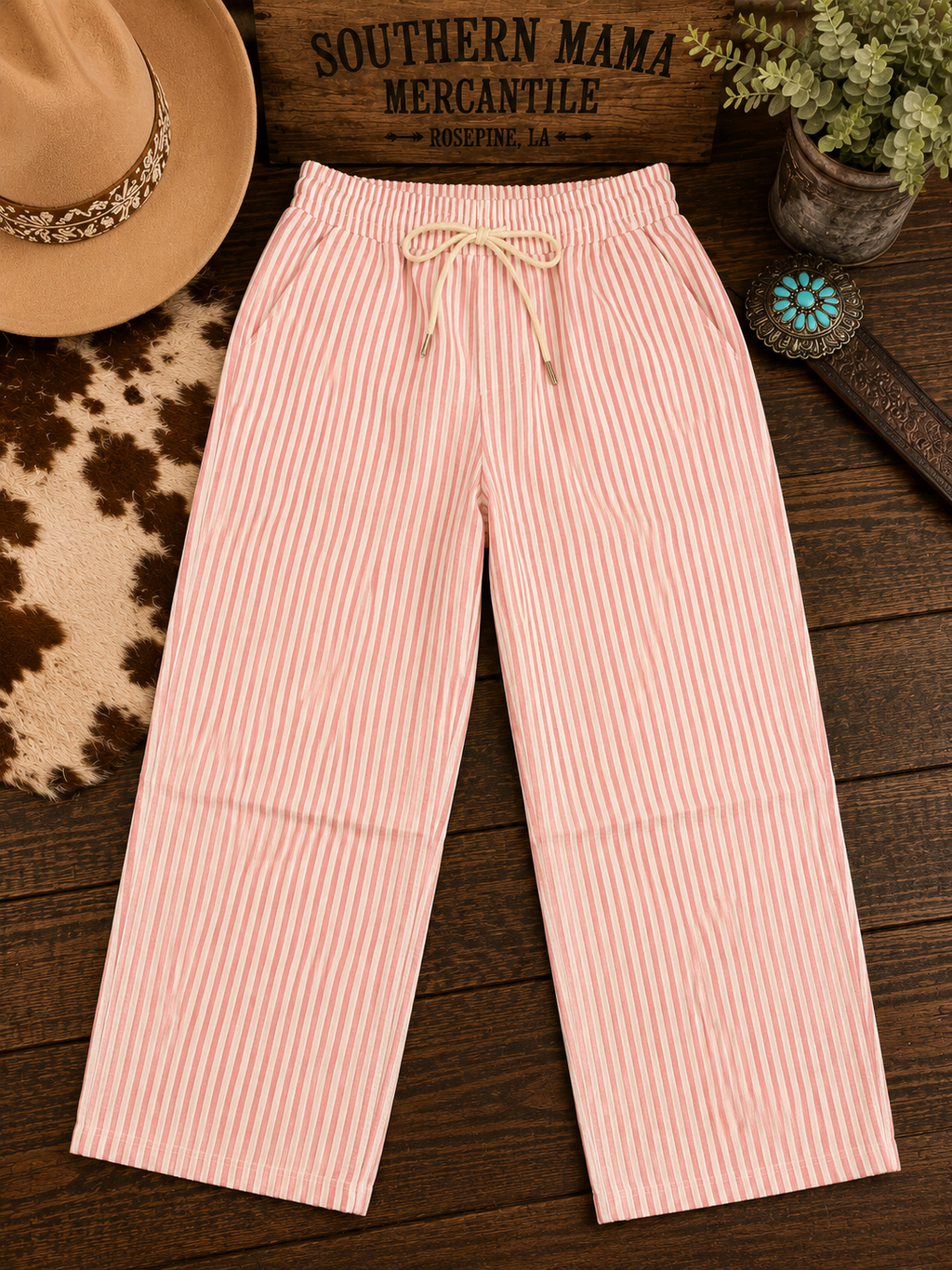 Lightweight Pink & White striped pants