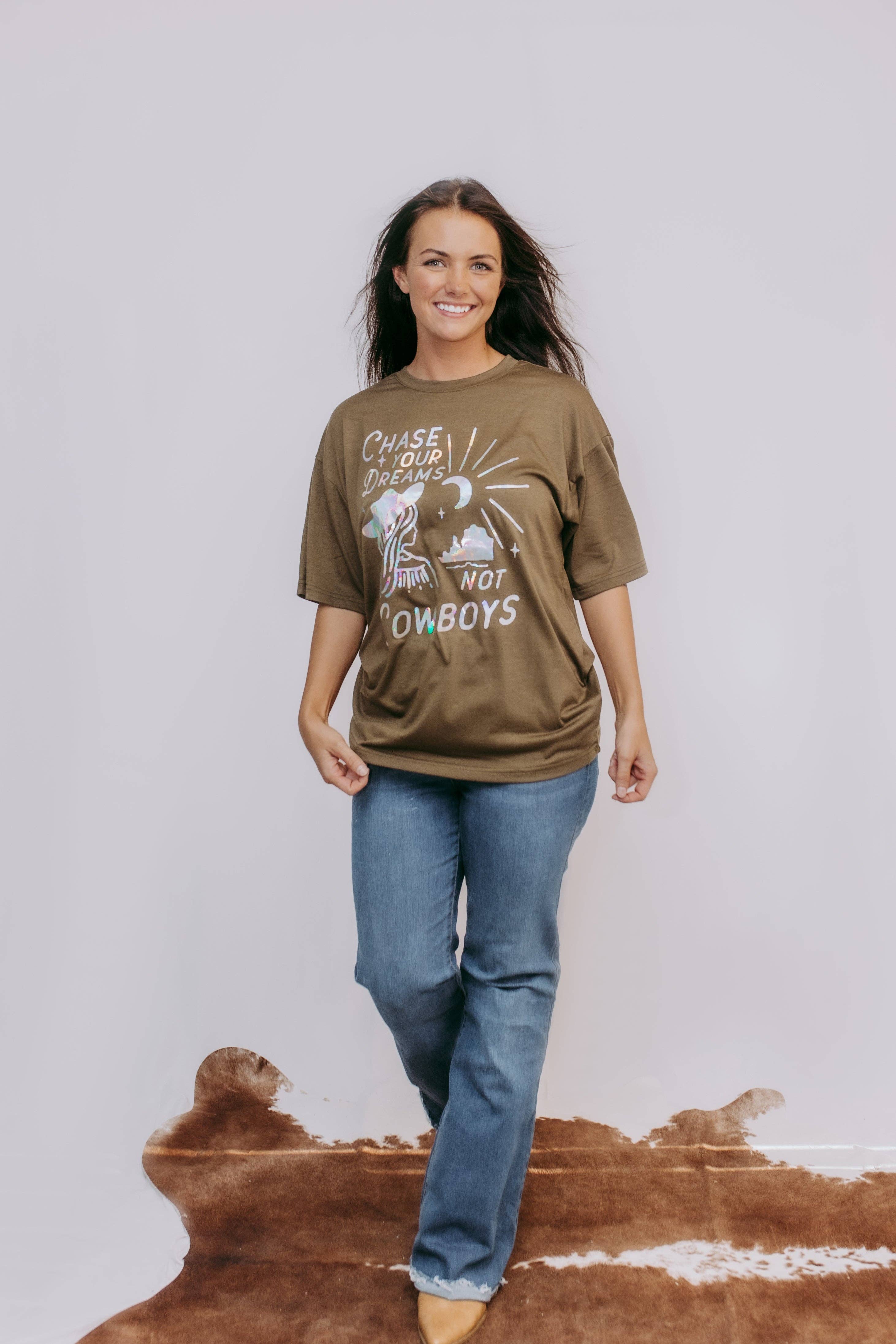 Chasing Dreams Gold Foil Tee: Olive