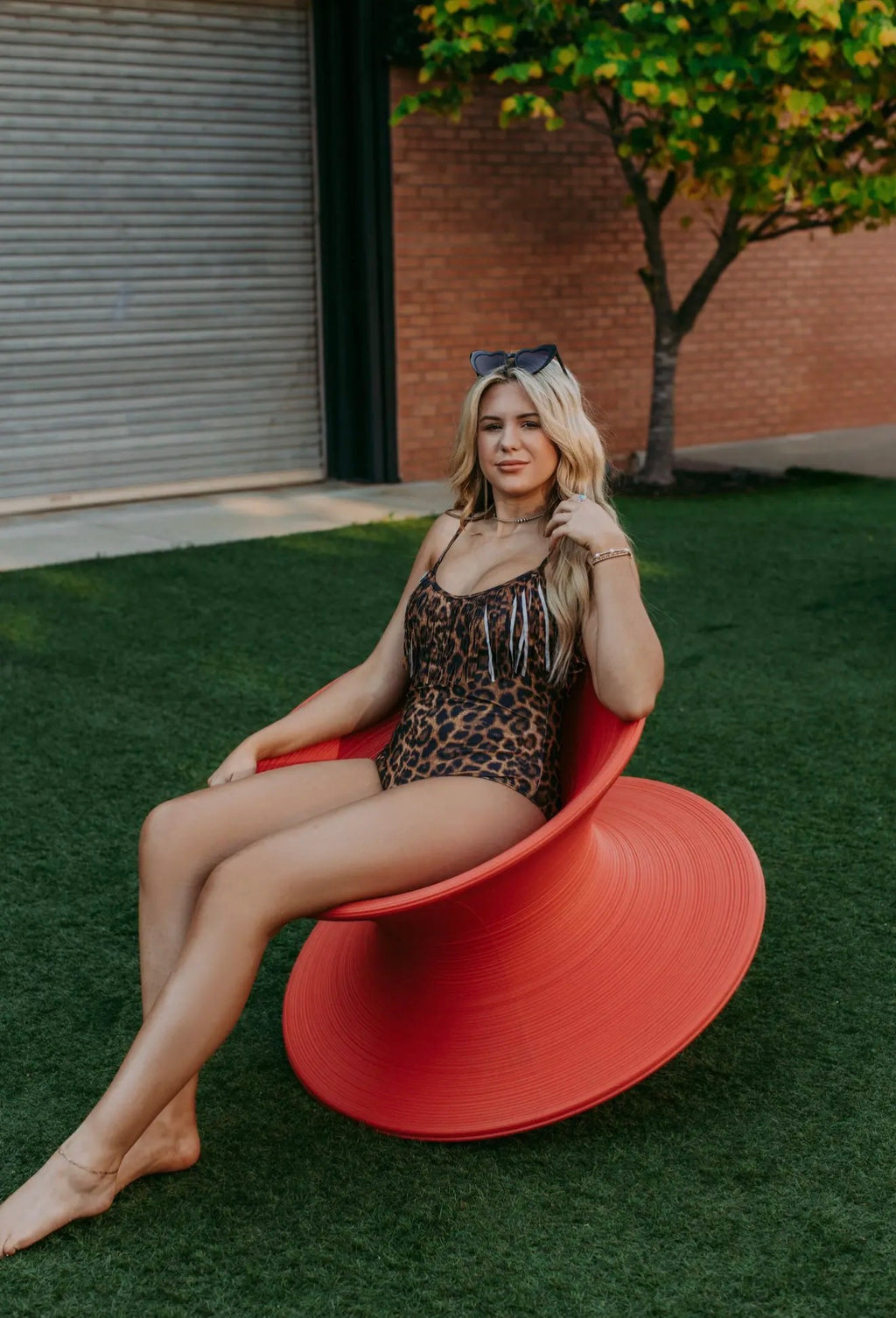 Merigold Kiss Leopard Fringe one-piece swimsuit