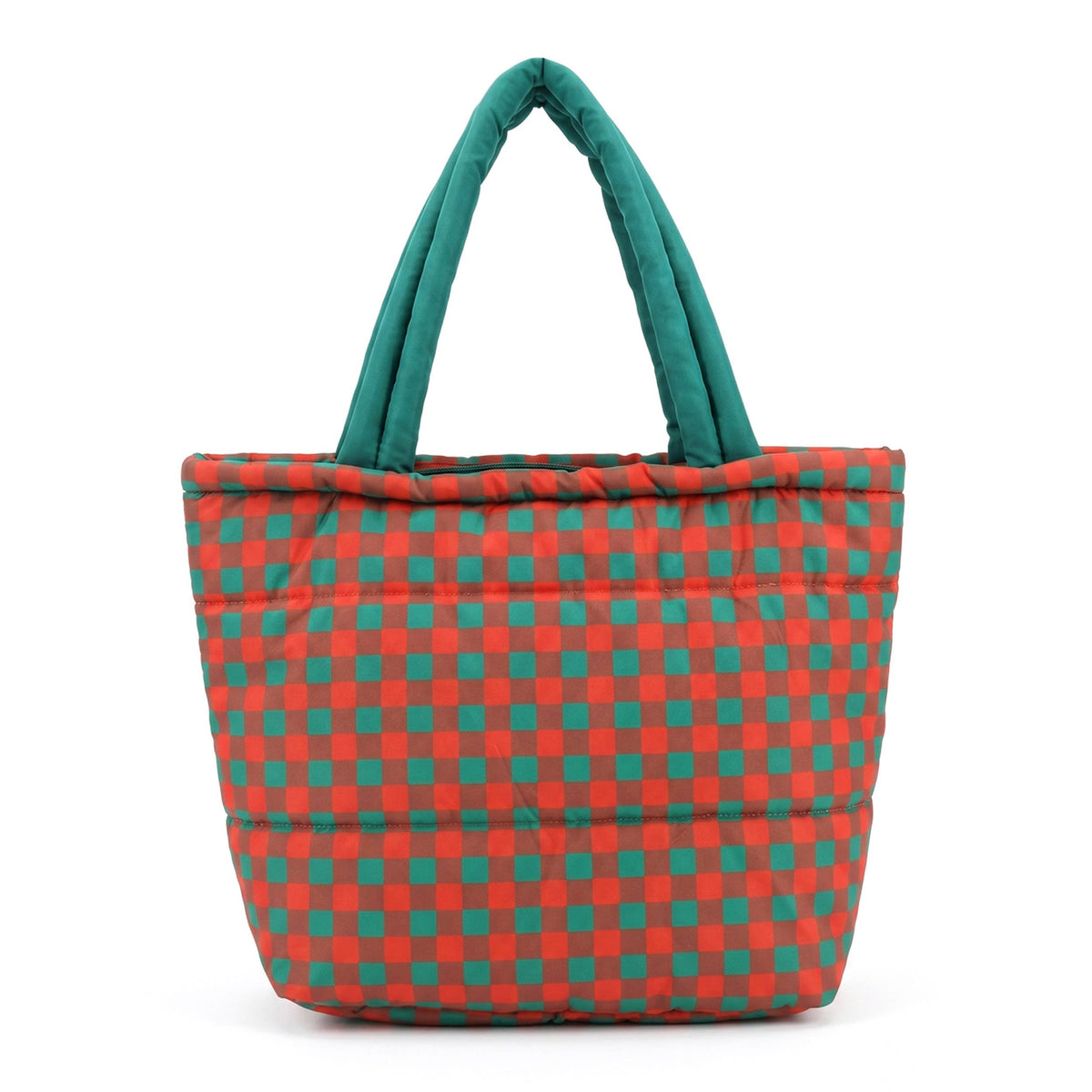 Hana - Gingham Check Pattern Quilted Puffer Tote Bag
