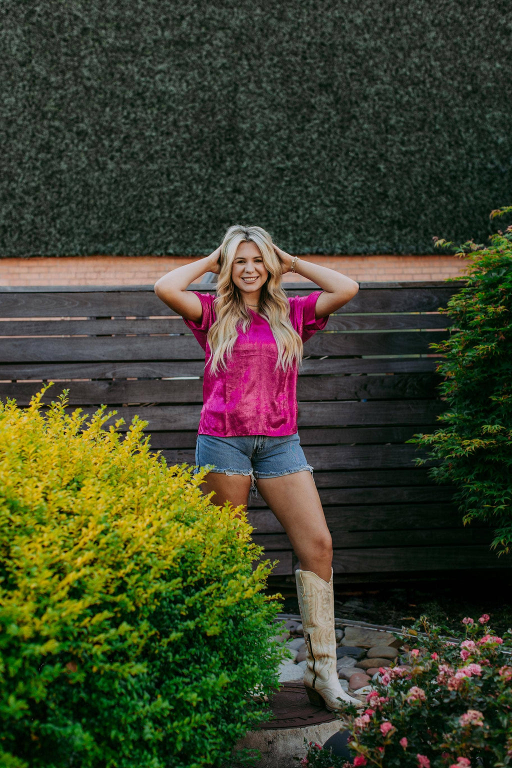 MK440 Metallic Blouse - Pink: Pink / M