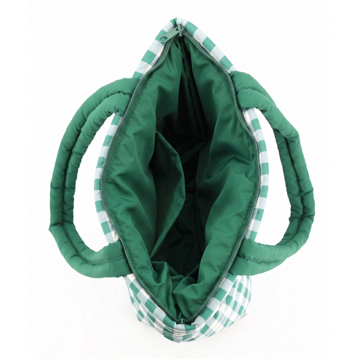 Hana - Gingham Check Pattern Quilted Puffer Tote Bag
