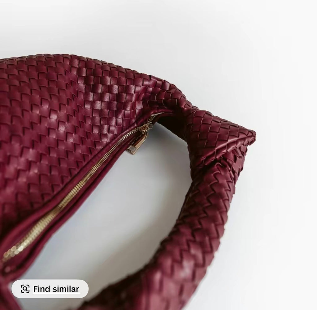 Red Woven Knot PU Leather Bag