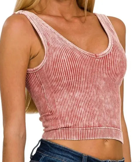 Zenana Reversible non-padded Brami crop/tank