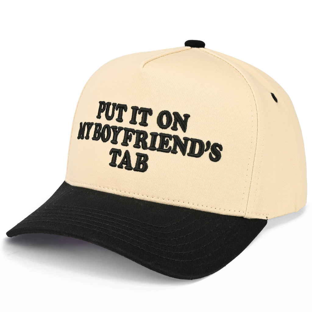 Hana - C.C PUT IT ON MY BOYFRIEND'S TAB Letter Two Tone Trucker Hat