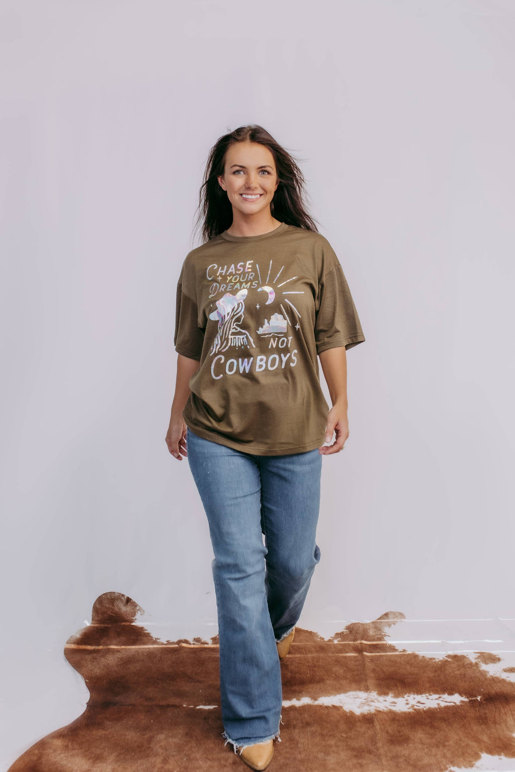 Chasing Dreams Gold Foil Tee: Olive