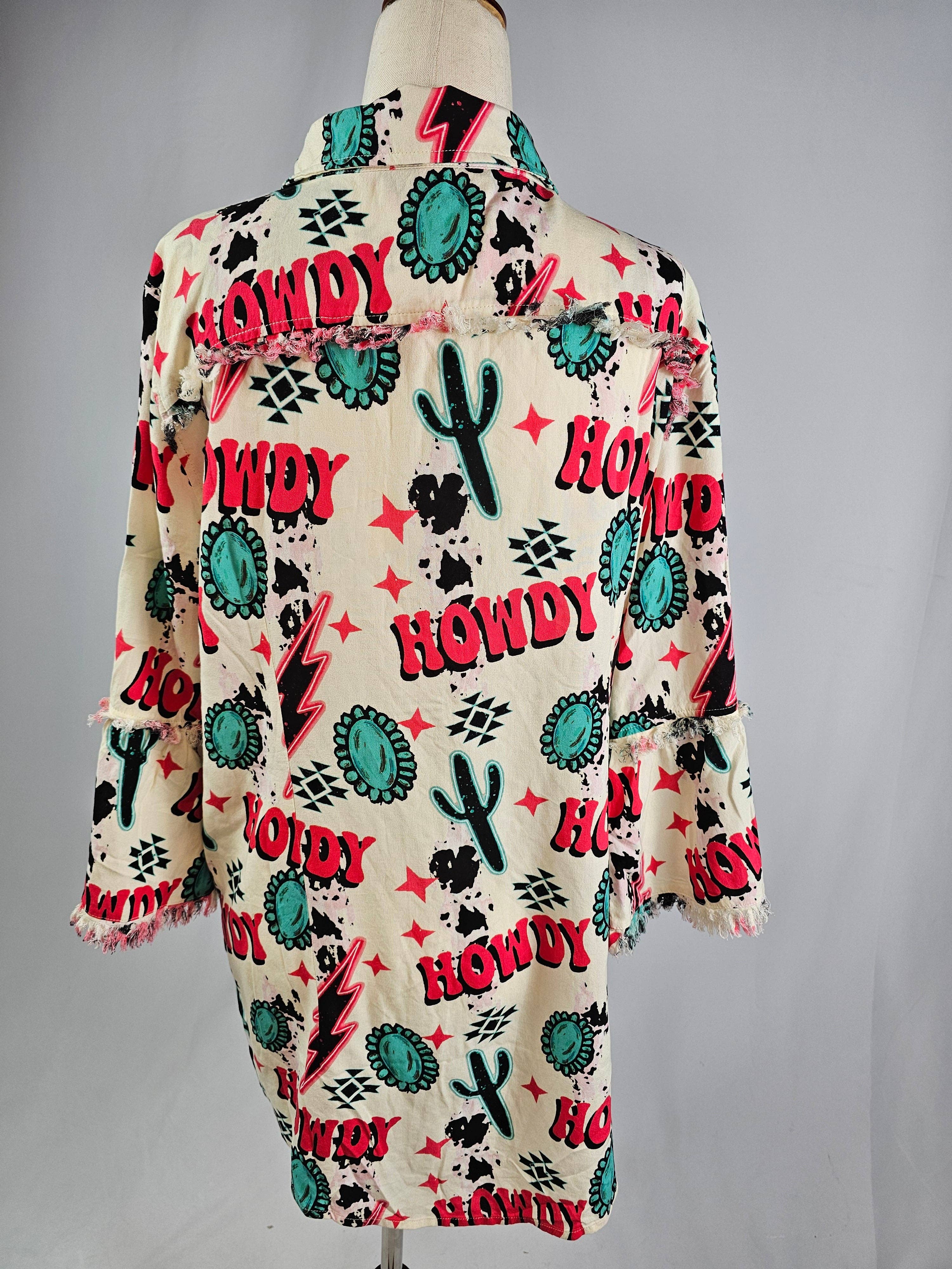 TZ92 Howdy Button Up Tunic: Cream / L