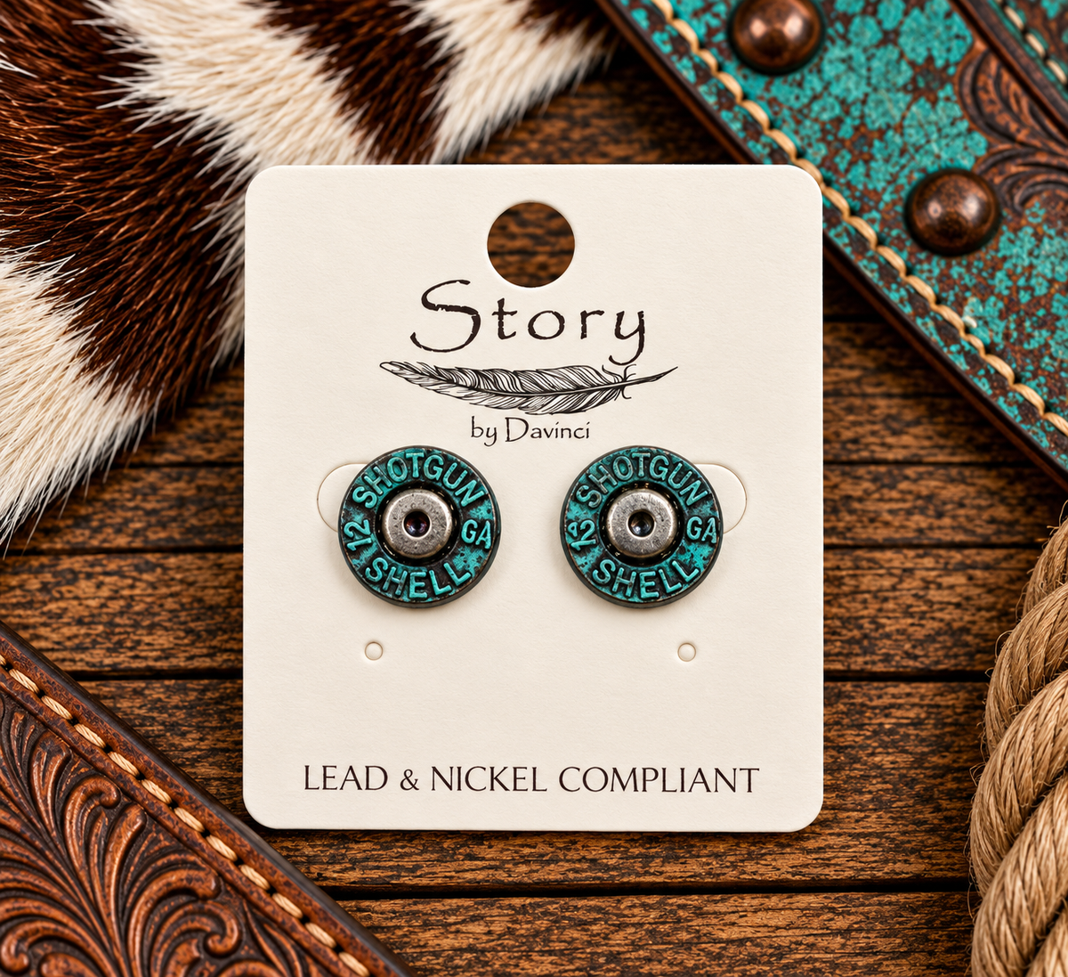Turquoise shotgun shell earrings