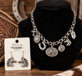 Western charms necklace and earring set