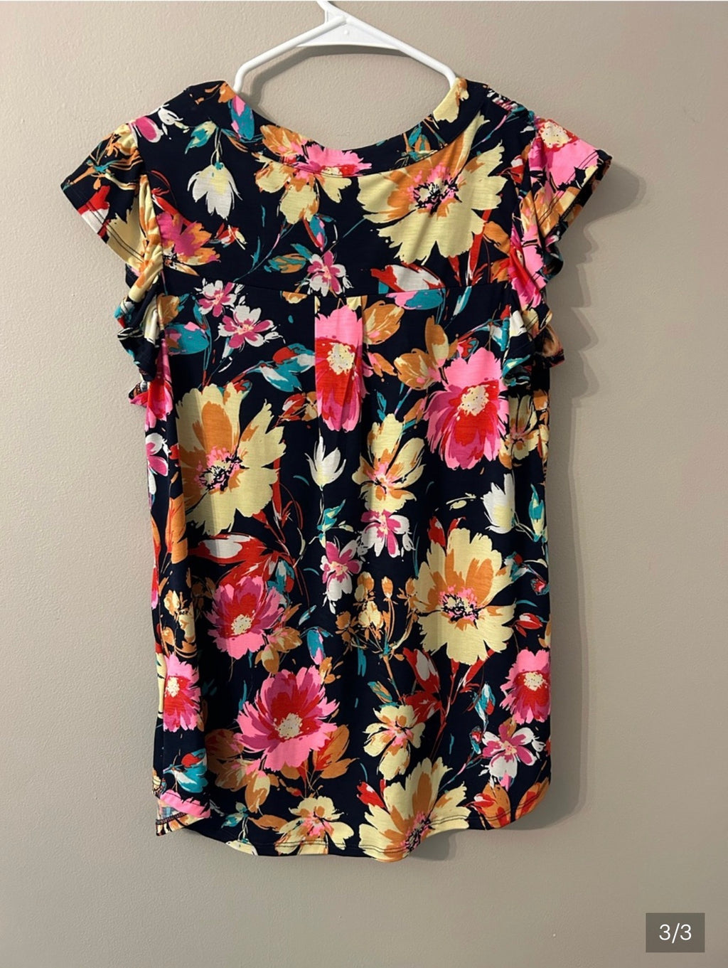 Dear Scarlett Navy Flutter Sleeve Floral Top