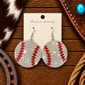 Rhinestone baseball earrings