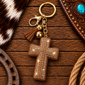 Rhinestone cross keychain