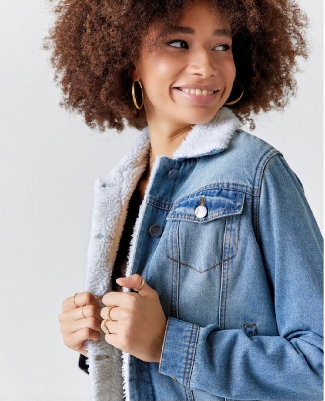 tgla Sherpa lined denim jacket