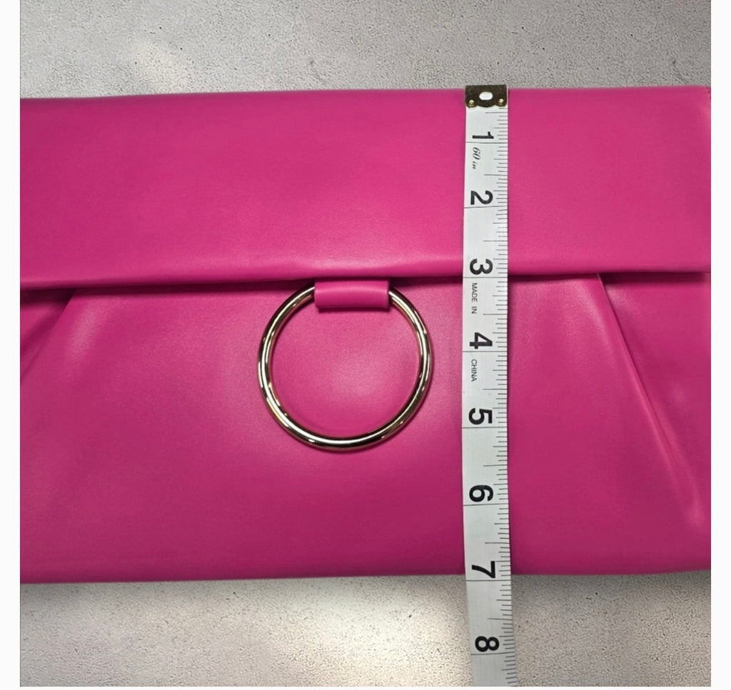 Glitzy Girl Hot Pink Envelope Clutch with Cross-body Chain
