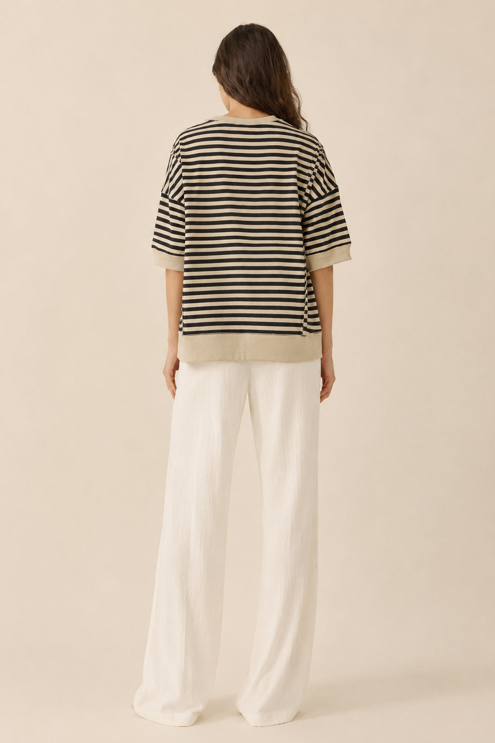 Very J Black and Cream striped top
