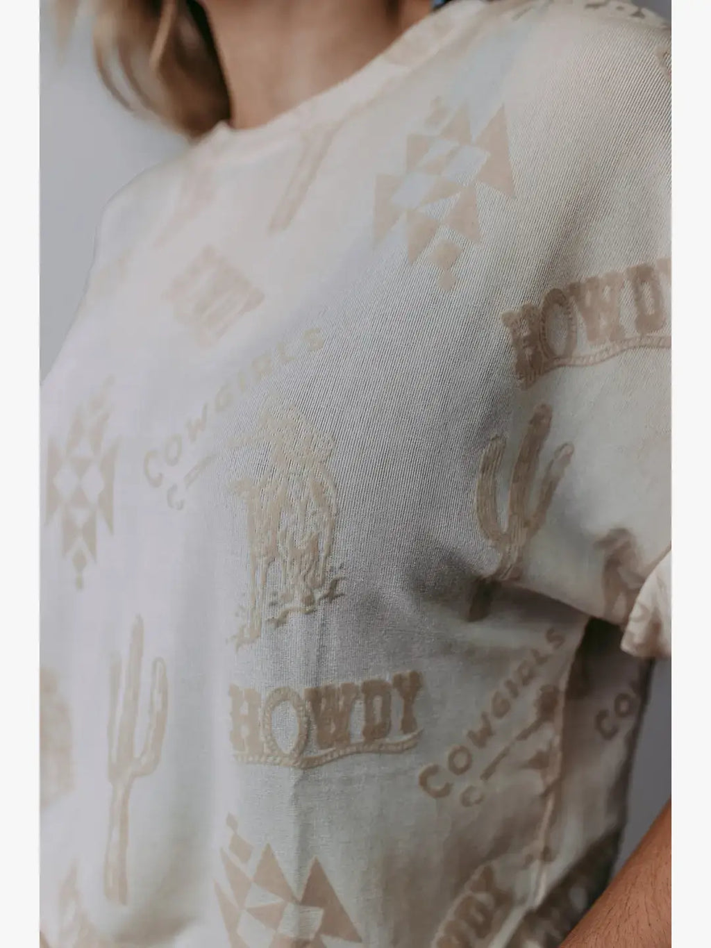 MK675B 3D Print Glam it up Western Loose Fit Top: Neutral / S