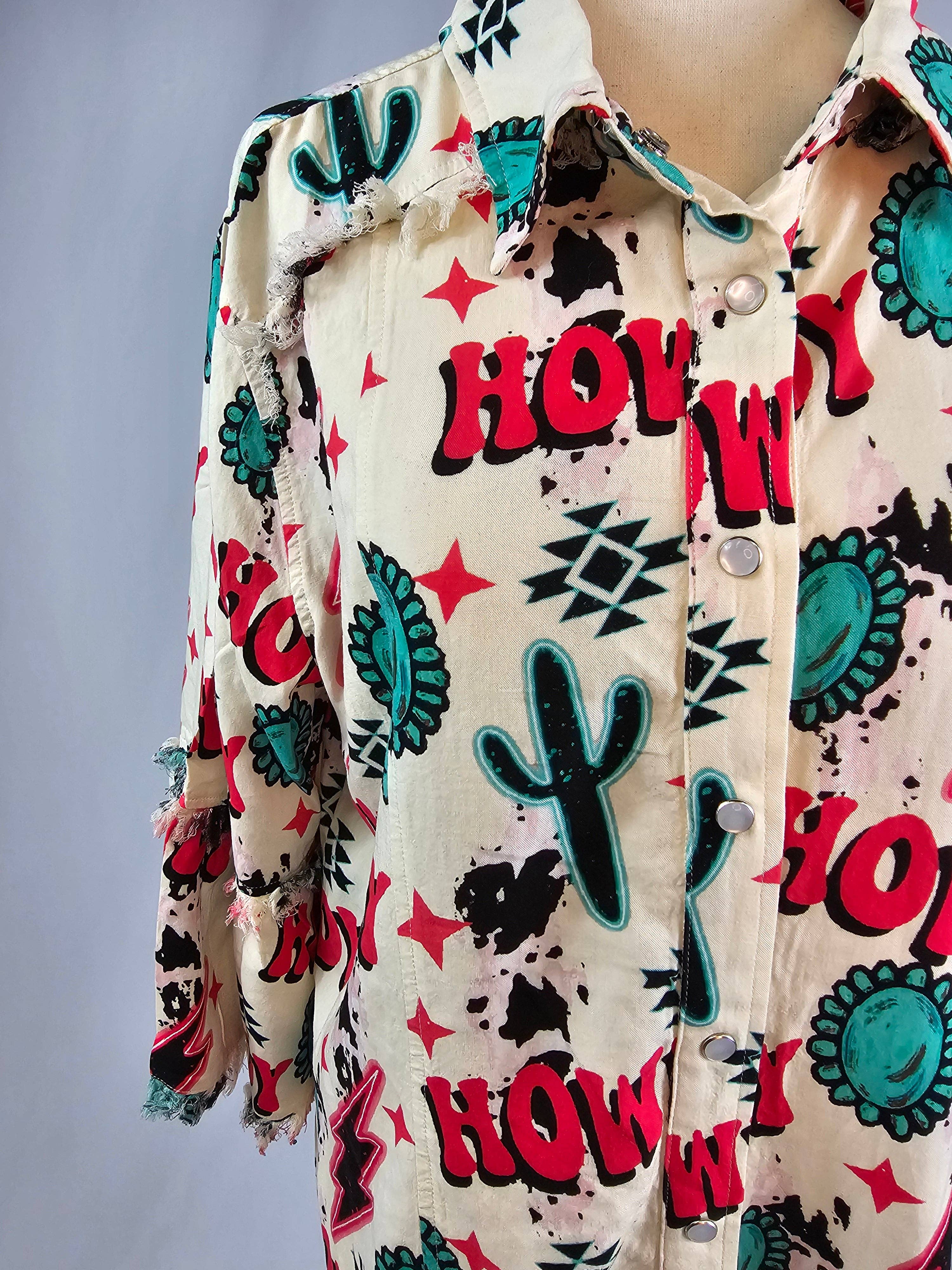 TZ92 Howdy Button Up Tunic: Cream / L