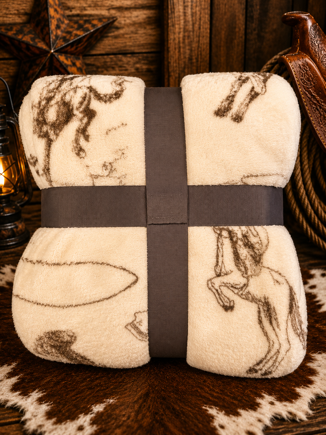 Mia Old West Print Soft Fleece Throw Blanket Twin size