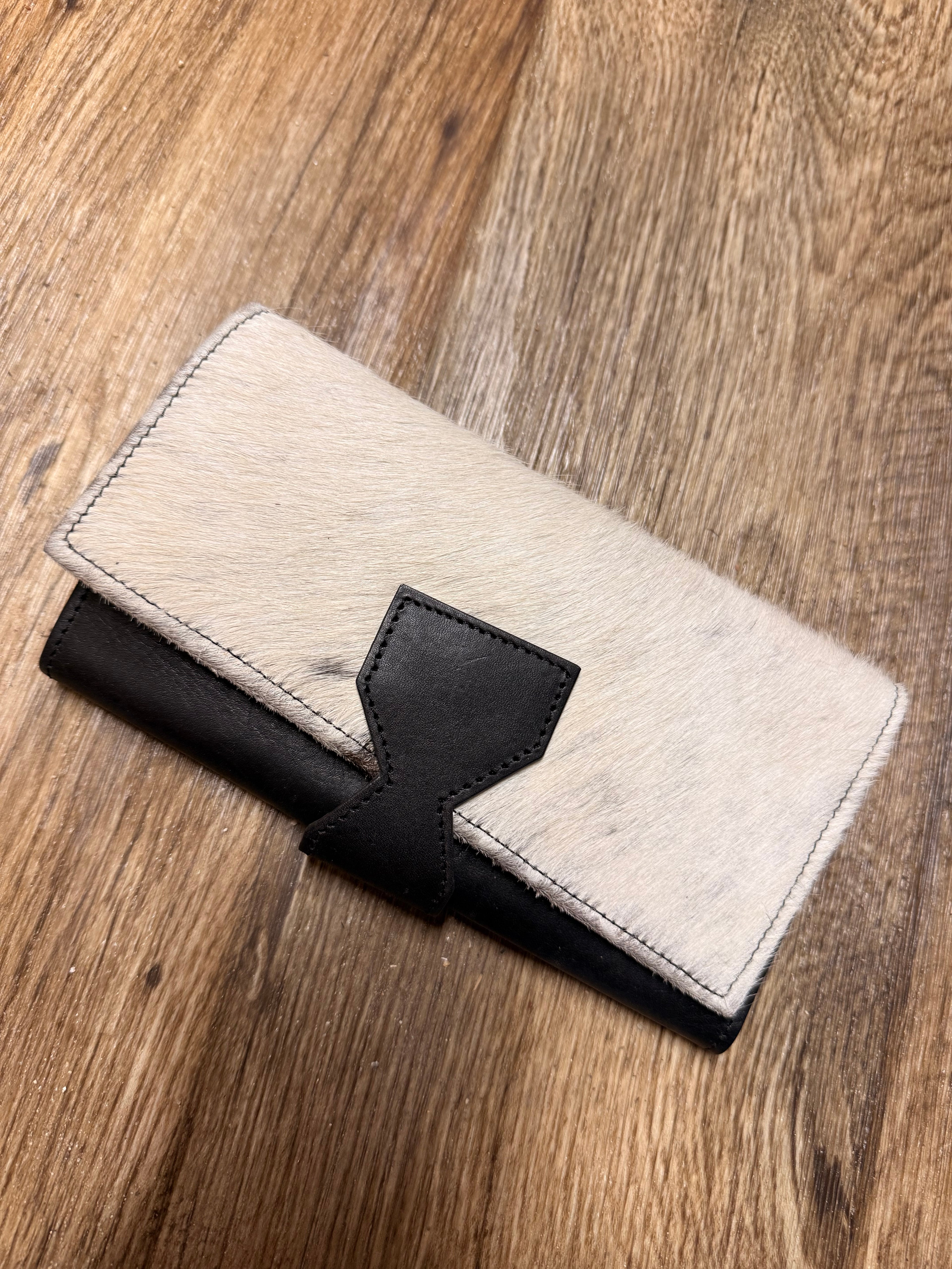 Genuine Cowhide and Leather Wallet -Black