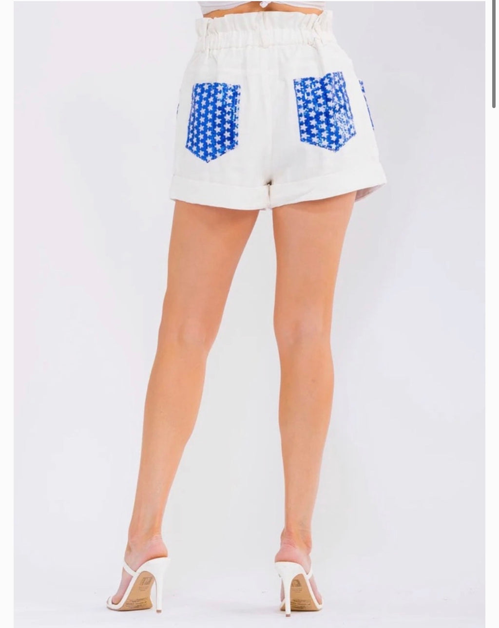Fantastic Fawn Blue & White Sequin Stars Shorts