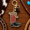 Rhinestone cowboy boots keychain