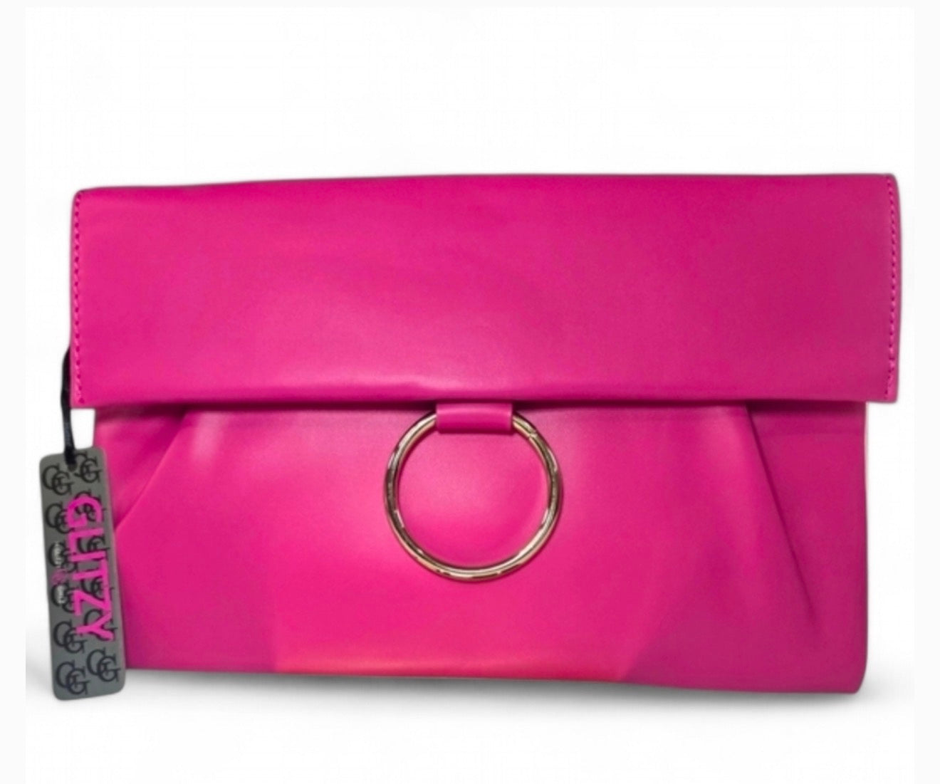 Glitzy Girl Hot Pink Envelope Clutch with Cross-body Chain