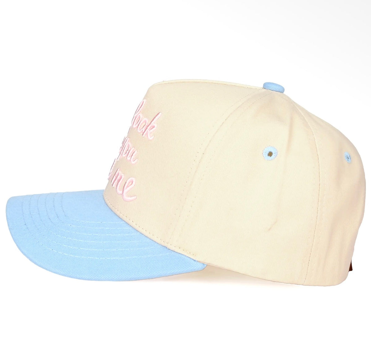 C.C You Look Like You Love Me Letter Embroidered on Two Tone Trucker Hat