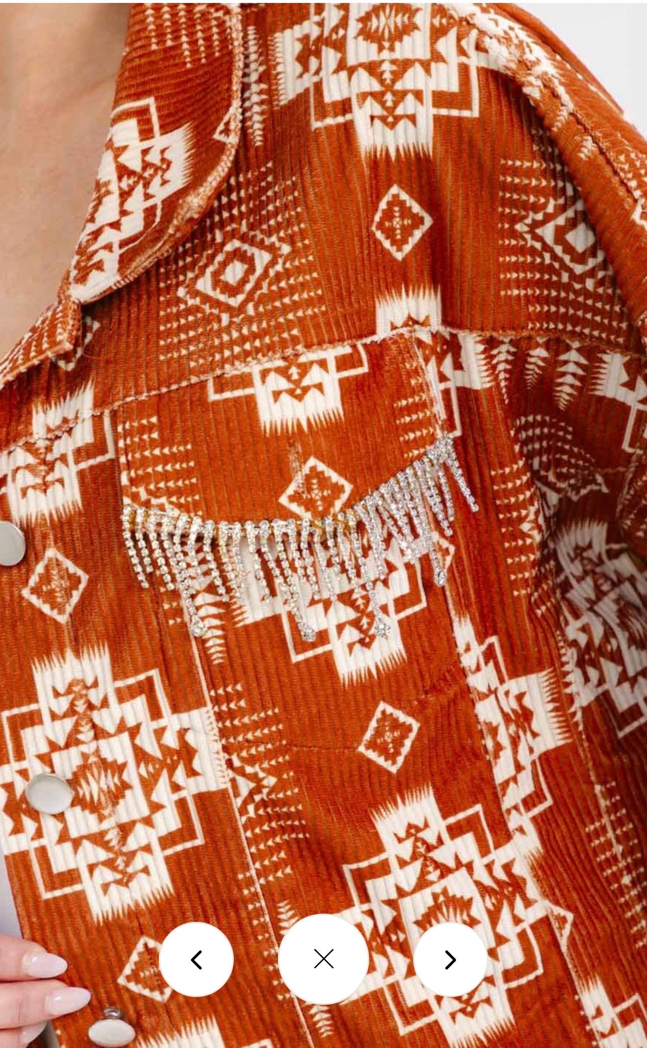 Savanna Jane Aztec Button Closure Shacket (Rust)
