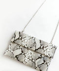 Snake Skin PU Clutch with chain strap