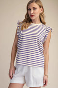 Glam Ruffled Short Sleeve Shirt purple
