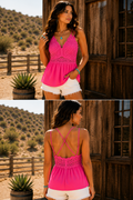 Main Strip Fuschia crochet Tank