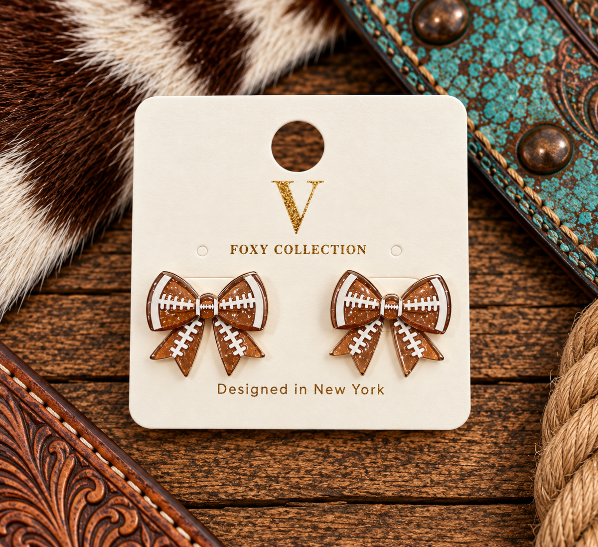 Football bow earrings