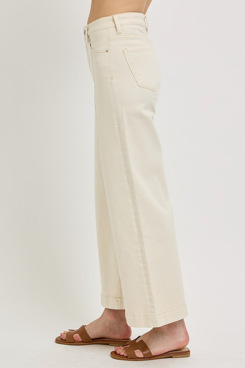 RISEN TUMMY CONTROL HIGH RISE CROP WIDE JEANS
