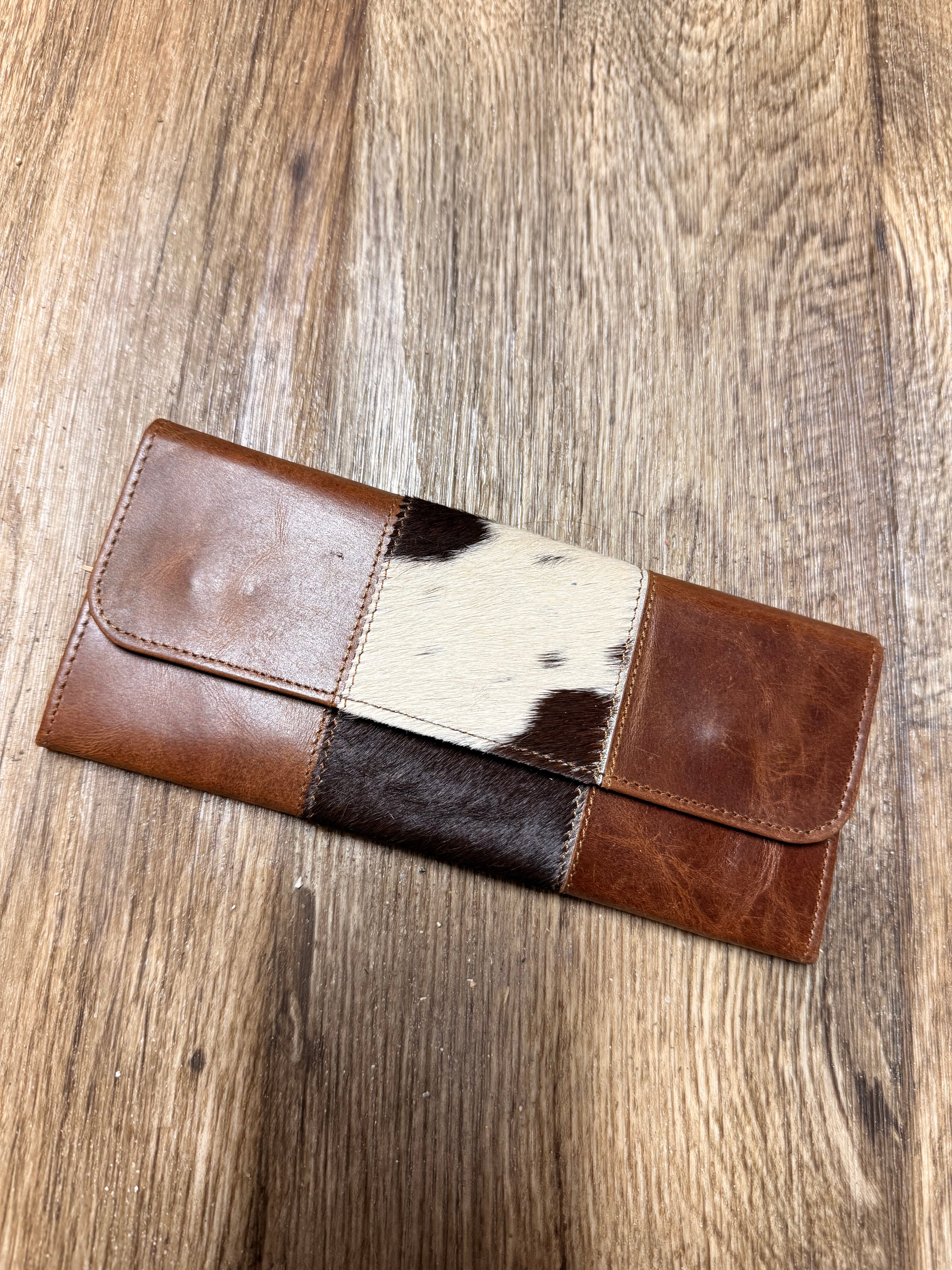 Genuine Cowhide and Leather Wallet -Brown