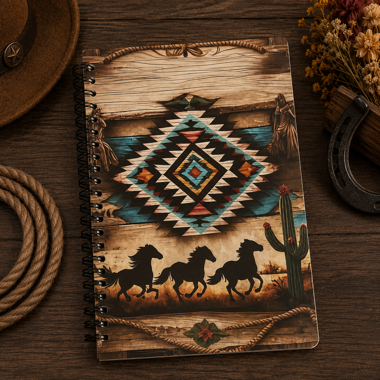 Western Aztec lined 5x7 notebook