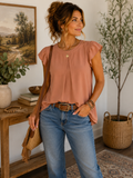 Naked Zebra Cap Sleeve Blouse - mauve
