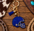 Rhinestone blue helmet keychain