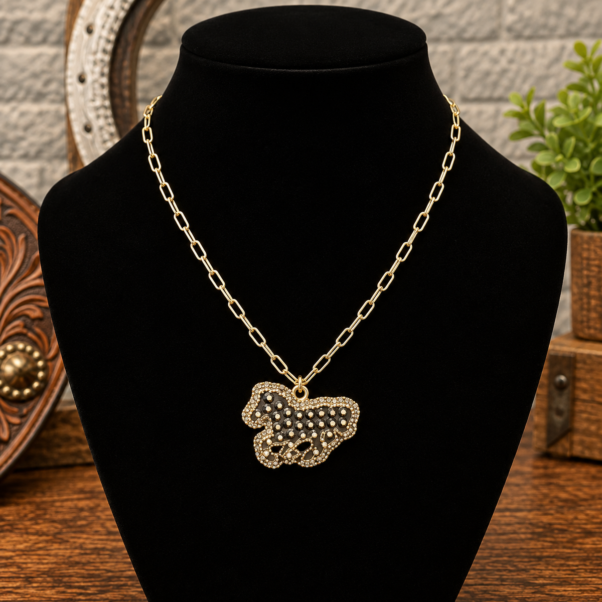 Beaded horse necklace