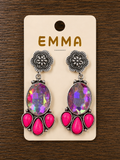 Pink with oval iridescent earrings
