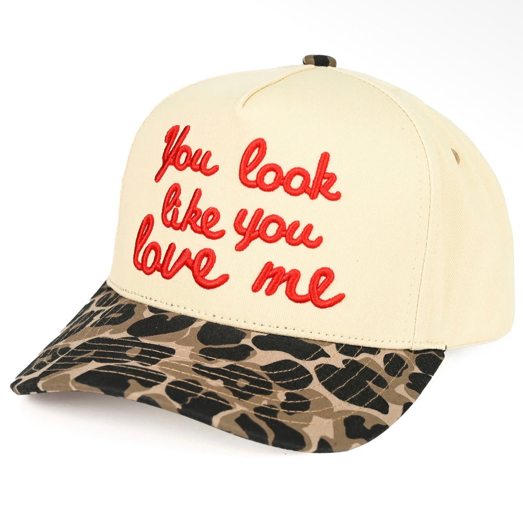 C.C You Look Like You Love Me Letter Embroidered on Two Tone Trucker Hat