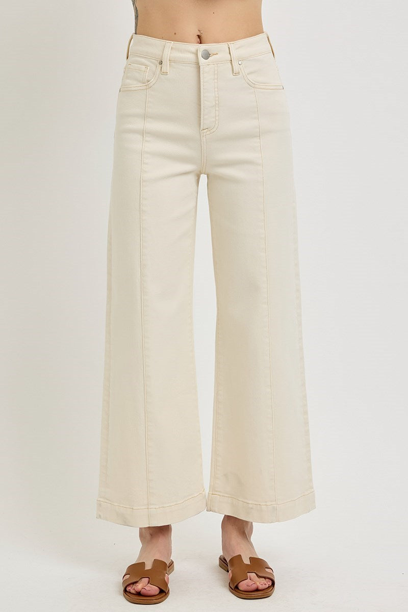 RISEN TUMMY CONTROL HIGH RISE CROP WIDE JEANS
