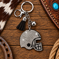 Rhinestone silver helmet keychain