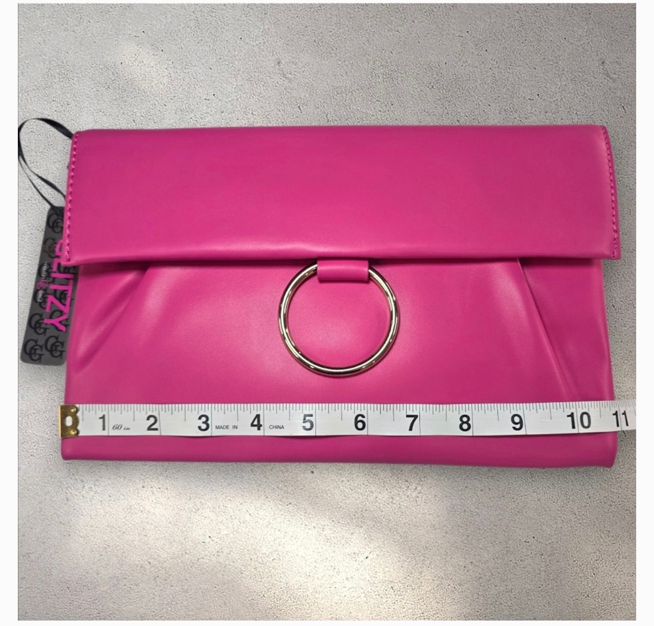 Glitzy Girl Hot Pink Envelope Clutch with Cross-body Chain