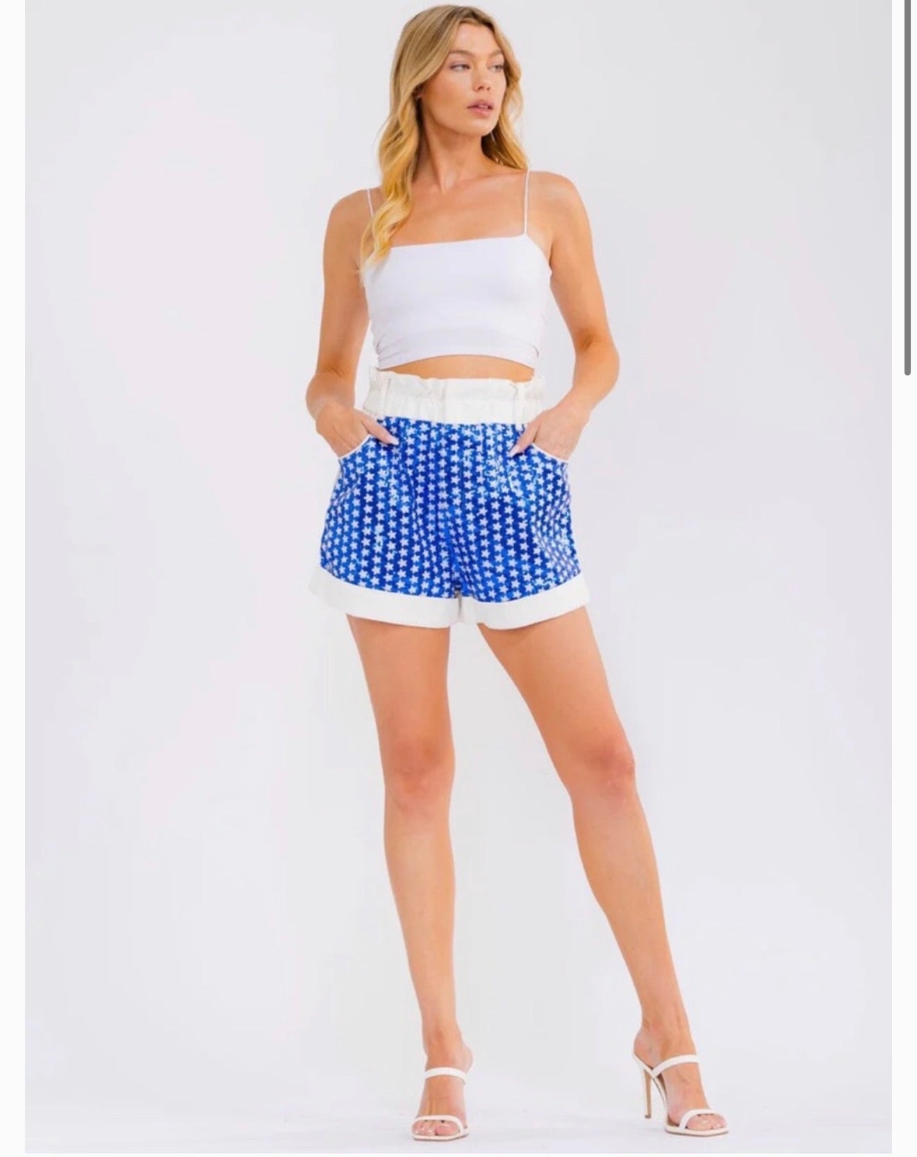 Fantastic Fawn Blue & White Sequin Stars Shorts