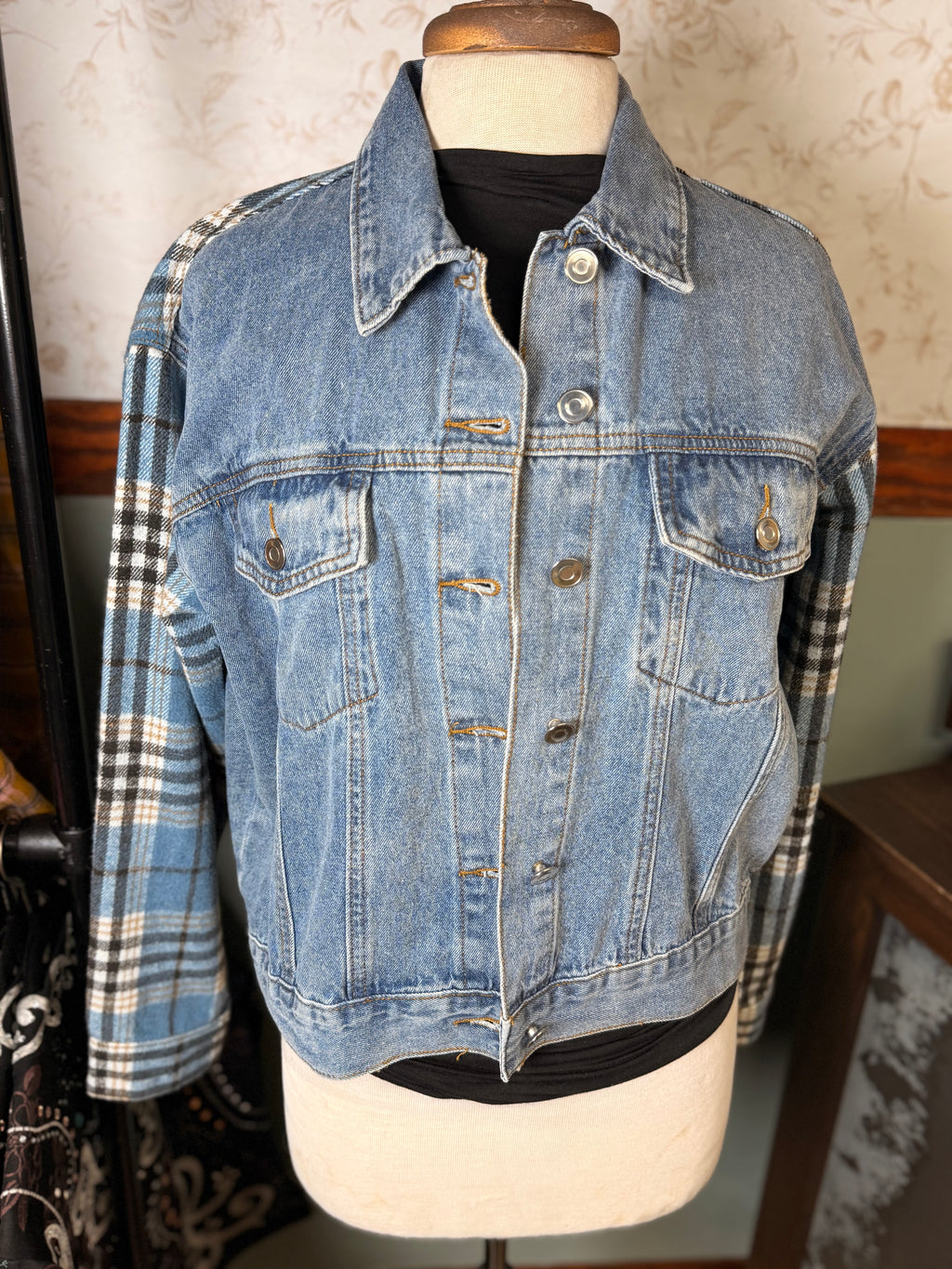 Blue b. Flannel accent Denim Jacket